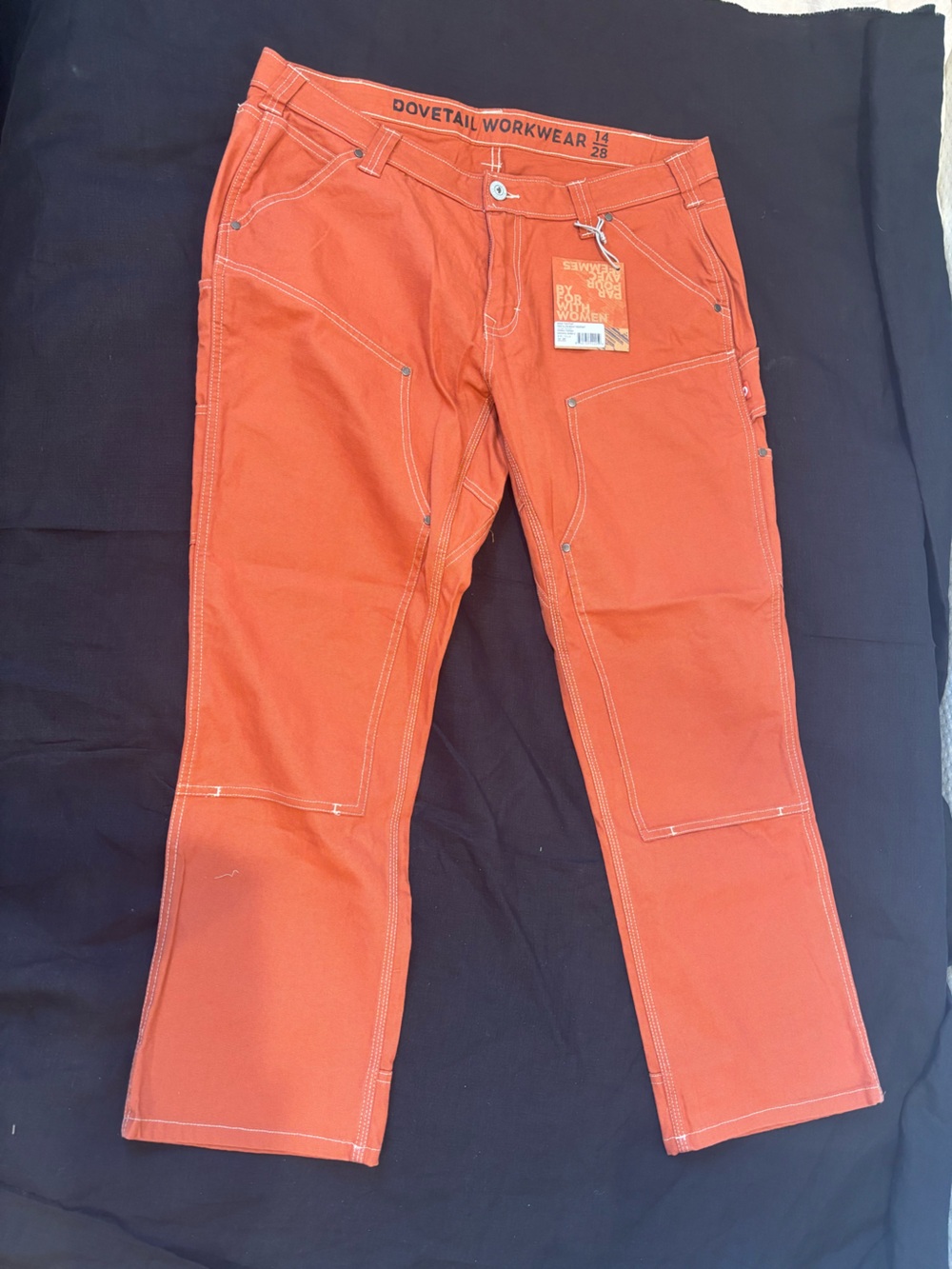 Dovetail Workwear Anna Task Pants midweight canvas Paprika Size 14 28” inseam